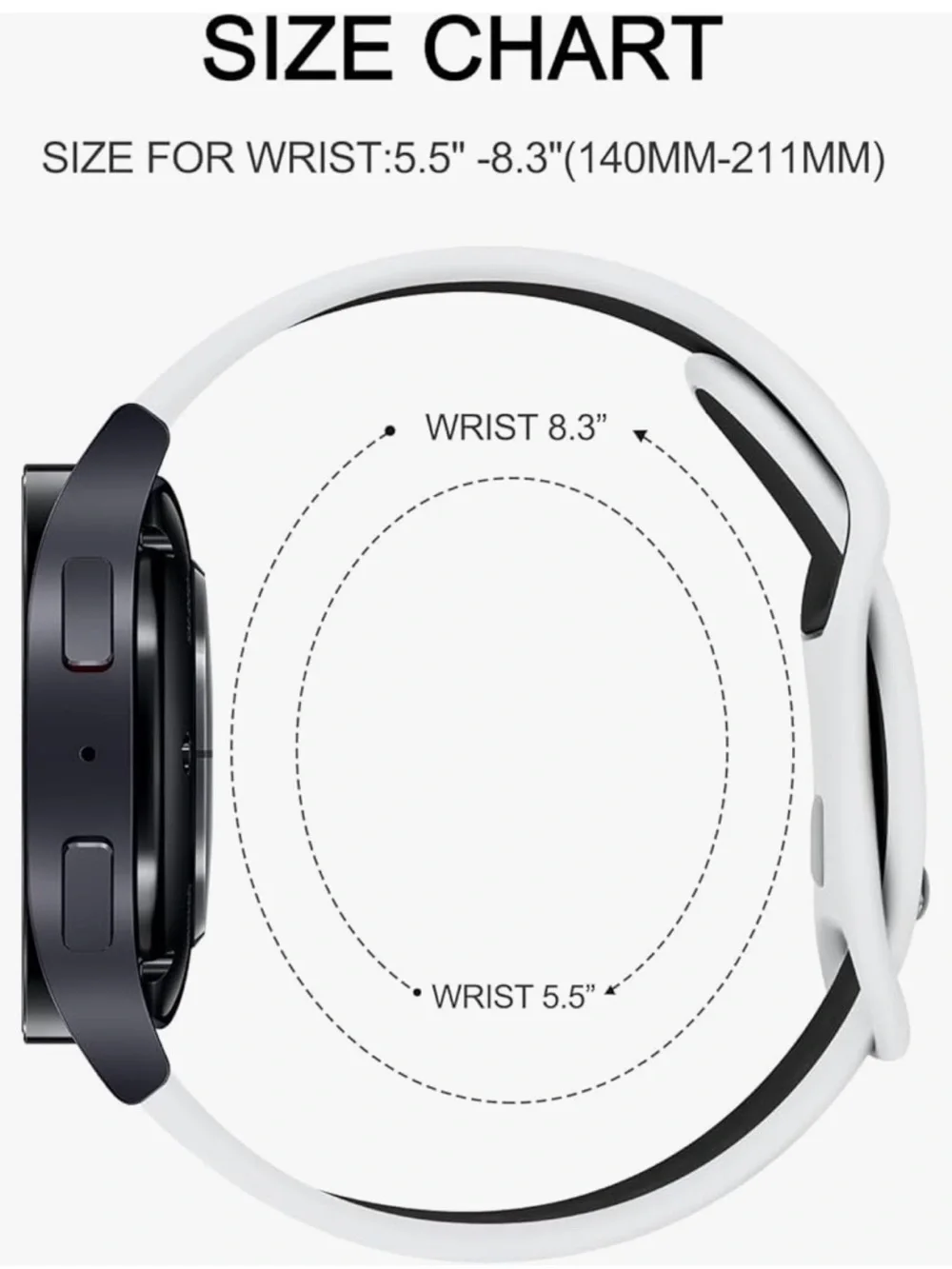 White and Black Sport Watch Band